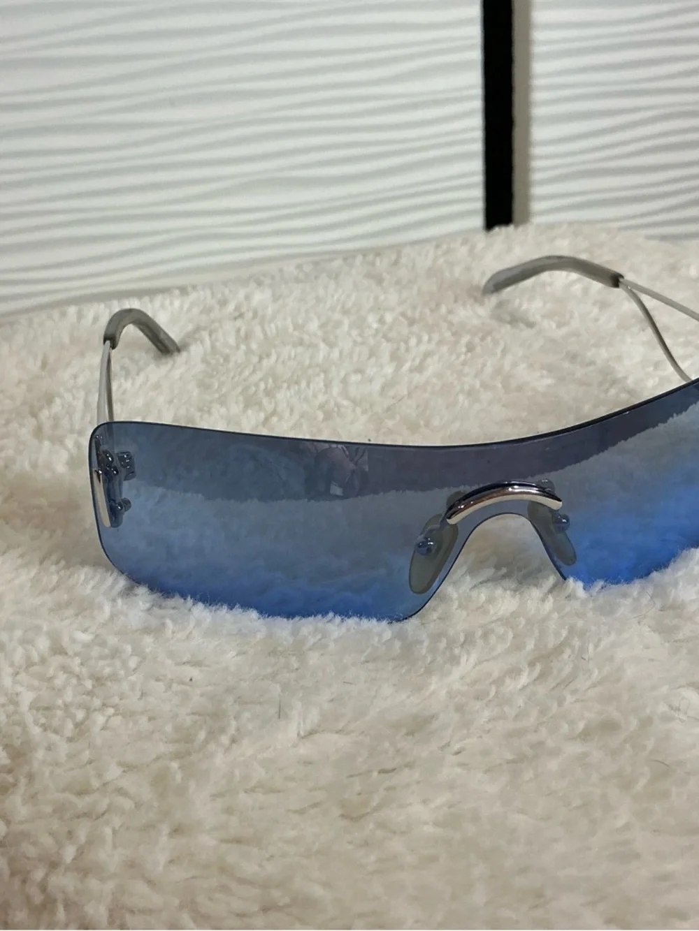 Dior Women's Blue Rimless Shield Sunglasses - Picture 1 of 8